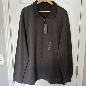 Van Heusen Modern Quarter Zip‎ in Brown Cocoa Heather